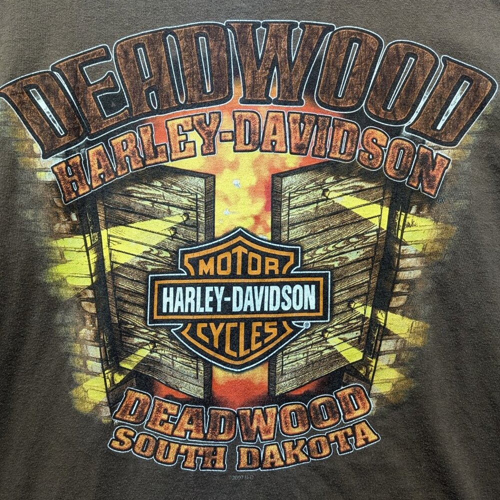 Harley-Davidson Shirt Men’s XL Black 2007 Brown Hills Rally Sturgis Deadwood